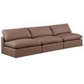  Manufacturer Color_Brown -- Comfy 117" Brown Vegan Leather Upholstered 3 pc Armless Modular Sofa IMAGE 1