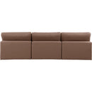  Manufacturer Color_Brown -- Comfy 117" Brown Vegan Leather Upholstered 3 pc Armless Modular Sofa IMAGE 3