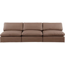  Manufacturer Color_Brown -- Comfy 117" Brown Vegan Leather Upholstered 3 pc Armless Modular Sofa IMAGE 4