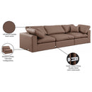  Manufacturer Color_Brown -- Comfy 119" Brown Vegan Leather Upholstered 3 pc Modular Sofa IMAGE 10