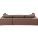  Manufacturer Color_Brown -- Comfy 119" Brown Vegan Leather Upholstered 3 pc Modular Sofa IMAGE 3