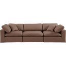  Manufacturer Color_Brown -- Comfy 119" Brown Vegan Leather Upholstered 3 pc Modular Sofa IMAGE 4