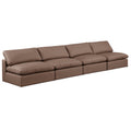  Manufacturer Color_Brown -- Comfy 156" Brown Vegan Leather Upholstered 4 pc Armless Modular Sofa IMAGE 1