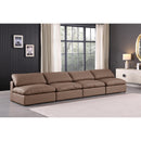  Manufacturer Color_Brown -- Comfy 156" Brown Vegan Leather Upholstered 4 pc Armless Modular Sofa IMAGE 2