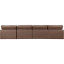  Manufacturer Color_Brown -- Comfy 156" Brown Vegan Leather Upholstered 4 pc Armless Modular Sofa IMAGE 3