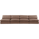  Manufacturer Color_Brown -- Comfy 156" Brown Vegan Leather Upholstered 4 pc Armless Modular Sofa IMAGE 4