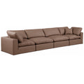  Manufacturer Color_Brown -- Comfy 158" Brown Vegan Leather Upholstered 4 pc Modular Sofa IMAGE 1