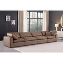  Manufacturer Color_Brown -- Comfy 158" Brown Vegan Leather Upholstered 4 pc Modular Sofa IMAGE 2