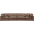  Manufacturer Color_Brown -- Comfy 158" Brown Vegan Leather Upholstered 4 pc Modular Sofa IMAGE 4