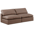  Manufacturer Color_Brown -- Comfy 78" Brown Vegan Leather Upholstered 2 pc Armless Modular Loveseat IMAGE 1