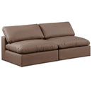  Manufacturer Color_Brown -- Comfy 78" Brown Vegan Leather Upholstered 2 pc Armless Modular Loveseat IMAGE 1