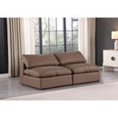  Manufacturer Color_Brown -- Comfy 78" Brown Vegan Leather Upholstered 2 pc Armless Modular Loveseat IMAGE 2