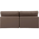  Manufacturer Color_Brown -- Comfy 78" Brown Vegan Leather Upholstered 2 pc Armless Modular Loveseat IMAGE 3
