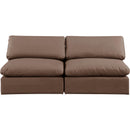  Manufacturer Color_Brown -- Comfy 78" Brown Vegan Leather Upholstered 2 pc Armless Modular Loveseat IMAGE 4