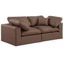  Manufacturer Color_Brown -- Comfy 80" Brown Vegan Leather Upholstered 2 pc Modular Loveseat IMAGE 1