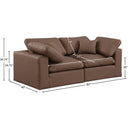  Manufacturer Color_Brown -- Comfy 80" Brown Vegan Leather Upholstered 2 pc Modular Loveseat IMAGE 9