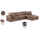  Manufacturer Color_Brown -- Comfy 119" Brown Vegan Leather Upholstered 4 pc Modular Sectional IMAGE 16