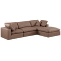  Manufacturer Color_Brown -- Comfy 119" Brown Vegan Leather Upholstered 4 pc Modular Sectional IMAGE 1