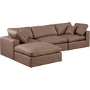  Manufacturer Color_Brown -- Comfy 119" Brown Vegan Leather Upholstered 4 pc Modular Sectional IMAGE 2