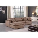  Manufacturer Color_Brown -- Comfy 119" Brown Vegan Leather Upholstered 4 pc Modular Sectional IMAGE 4
