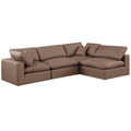  Manufacturer Color_Brown -- Comfy 119" Brown Vegan Leather Upholstered 4 pc Modular Sectional IMAGE 1