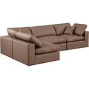  Manufacturer Color_Brown -- Comfy 119" Brown Vegan Leather Upholstered 4 pc Modular Sectional IMAGE 2