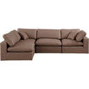  Manufacturer Color_Brown -- Comfy 119" Brown Vegan Leather Upholstered 4 pc Modular Sectional IMAGE 7