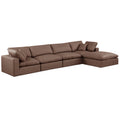  Manufacturer Color_Brown -- Comfy 158" Brown Vegan Leather Upholstered 5 pc Modular Sectional IMAGE 1