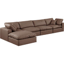 Meridian Comfy Brown Vegan Leather Modular Sectional IMAGE 2