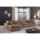  Manufacturer Color_Brown -- Comfy 158" Brown Vegan Leather Upholstered 5 pc Modular Sectional IMAGE 4