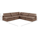  Manufacturer Color_Brown -- Comfy 118" Brown Vegan Leather Upholstered 5 pc Modular Sectional IMAGE 10