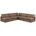  Manufacturer Color_Brown -- Comfy 118" Brown Vegan Leather Upholstered 5 pc Modular Sectional IMAGE 1