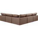  Manufacturer Color_Brown -- Comfy 118" Brown Vegan Leather Upholstered 5 pc Modular Sectional IMAGE 3
