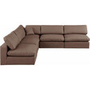  Manufacturer Color_Brown -- Comfy 118" Brown Vegan Leather Upholstered 5 pc Modular Sectional IMAGE 4