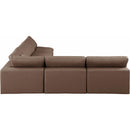  Manufacturer Color_Brown -- Comfy 118" Brown Vegan Leather Upholstered 5 pc Modular Sectional IMAGE 5