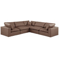  Manufacturer Color_Brown -- Comfy 119" Brown Vegan Leather Upholstered 5 pc Modular Sectional IMAGE 1