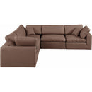  Manufacturer Color_Brown -- Comfy 119" Brown Vegan Leather Upholstered 5 pc Modular Sectional IMAGE 4