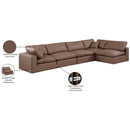  Manufacturer Color_Brown -- Comfy 158" Brown Vegan Leather Upholstered 5 pc Modular Sectional IMAGE 16