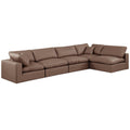  Manufacturer Color_Brown -- Comfy 158" Brown Vegan Leather Upholstered 5 pc Modular Sectional IMAGE 1