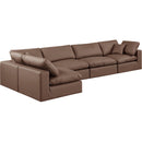  Manufacturer Color_Brown -- Comfy 158" Brown Vegan Leather Upholstered 5 pc Modular Sectional IMAGE 2