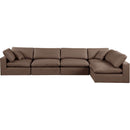  Manufacturer Color_Brown -- Comfy 158" Brown Vegan Leather Upholstered 5 pc Modular Sectional IMAGE 8