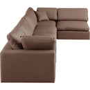  Manufacturer Color_Brown -- Comfy 158" Brown Vegan Leather Upholstered 5 pc Modular Sectional IMAGE 9