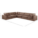  Manufacturer Color_Brown -- Comfy 158" Brown Vegan Leather Upholstered 6 pc Modular Sectional IMAGE 10