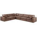  Manufacturer Color_Brown -- Comfy 158" Brown Vegan Leather Upholstered 6 pc Modular Sectional IMAGE 1