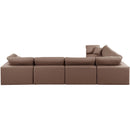  Manufacturer Color_Brown -- Comfy 158" Brown Vegan Leather Upholstered 6 pc Modular Sectional IMAGE 3