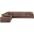  Manufacturer Color_Brown -- Comfy 158" Brown Vegan Leather Upholstered 6 pc Modular Sectional IMAGE 4