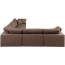  Manufacturer Color_Brown -- Comfy 158" Brown Vegan Leather Upholstered 6 pc Modular Sectional IMAGE 5