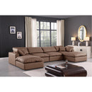  Manufacturer Color_Brown -- Comfy 158" Brown Vegan Leather Upholstered 6 pc Modular Sectional IMAGE 2