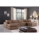 Meridian Comfy Brown Vegan Leather Modular Sectional IMAGE 2