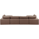  Manufacturer Color_Brown -- Comfy 158" Brown Vegan Leather Upholstered 6 pc Modular Sectional IMAGE 3